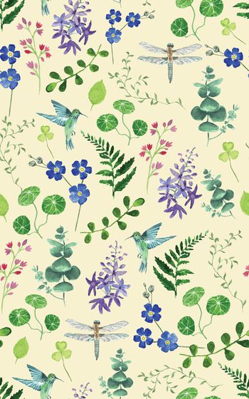 873580-20170617 水彩 植物 鸟 