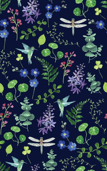 873584-20170617 水彩 植物 鸟 