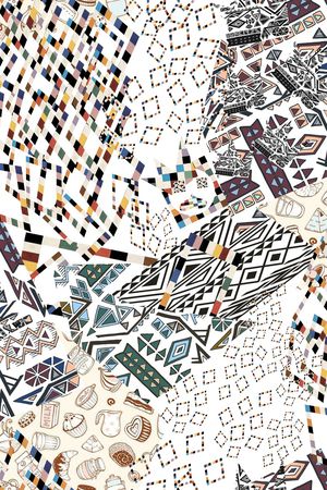 几何色块印花华亿平台图片