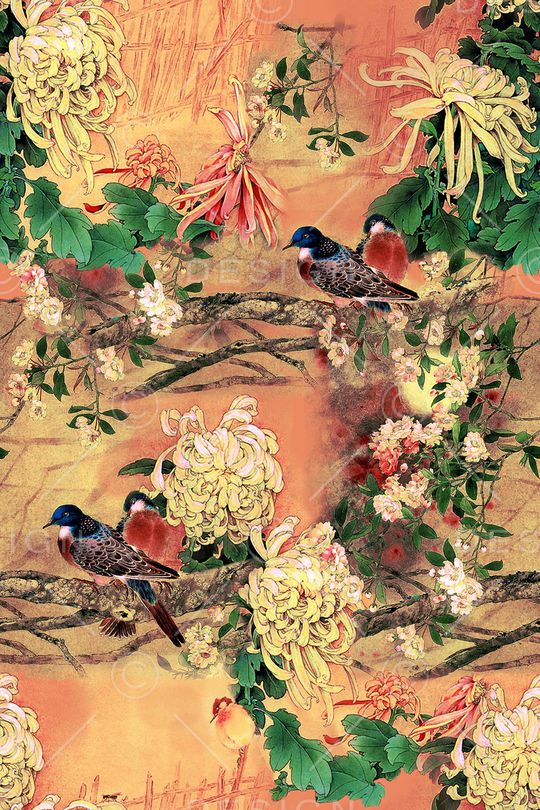 虫鸟印花华亿平台图片