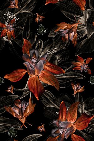 手绘花朵印花华亿平台图片