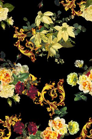 玫瑰花卉印花华亿平台图片