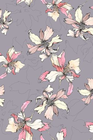 手绘花卉印花华亿平台图片