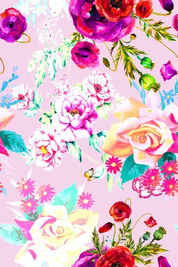 罂粟花印花华亿平台图片