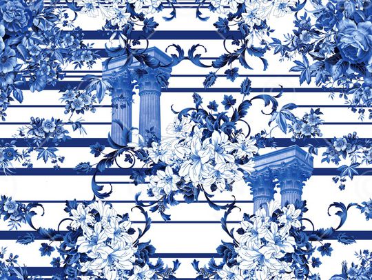 条纹花朵组合印花华亿平台图片