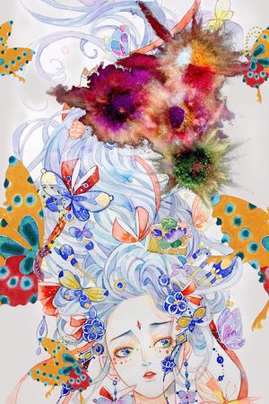 手绘人物印花华亿平台图片