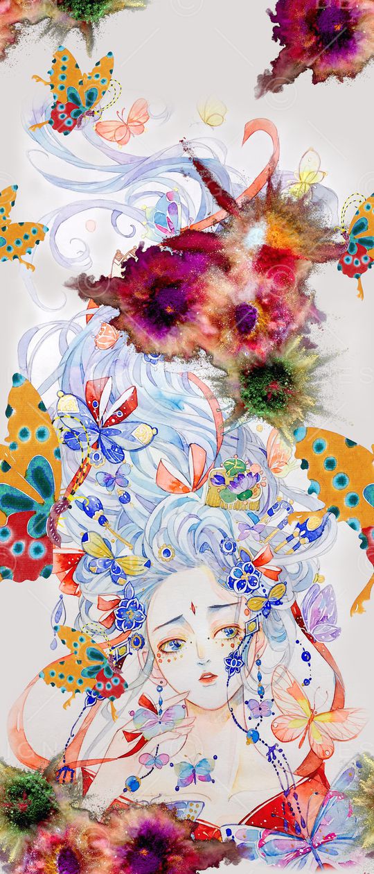 手绘人物印花华亿平台图片