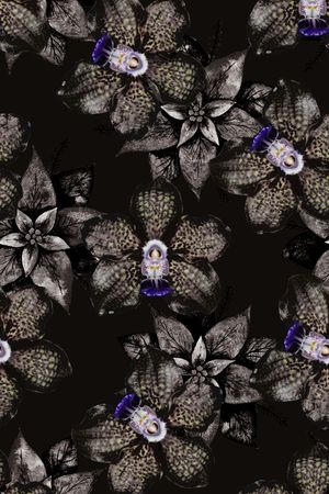 抽象手绘水彩画植物纹理花卉数码印花印花华亿平台图片