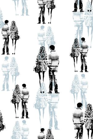 人物剪影印花华亿平台图片