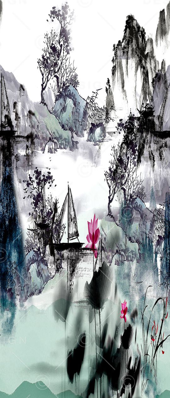 水墨印花华亿平台图片