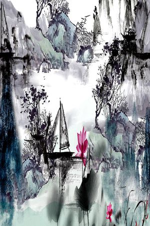 水墨印花华亿平台图片