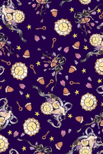 875408-小鸟闹钟时间紫色底