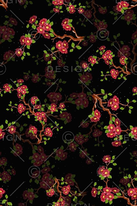 手绘花卉印花华亿平台图片