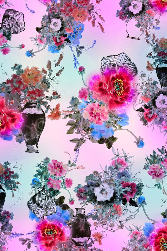 牡丹印花华亿平台图片