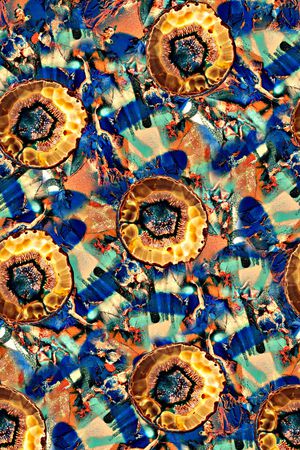 抽象手绘水彩画几何纹理分形艺术数码印花印花华亿平台图片