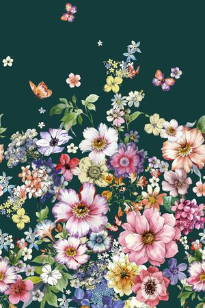 手绘花卉印花华亿平台图片