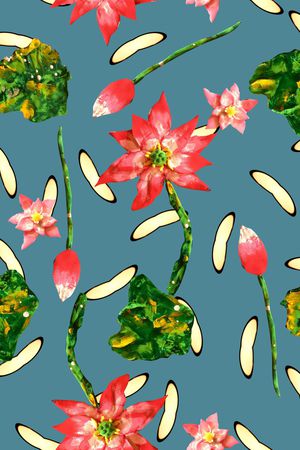 荷花印花华亿平台图片