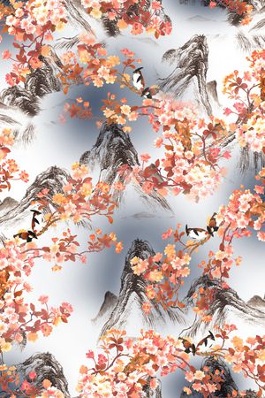 水墨印花华亿平台图片