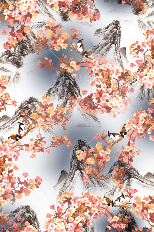 水墨印花华亿平台图片