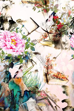 水墨印花华亿平台图片