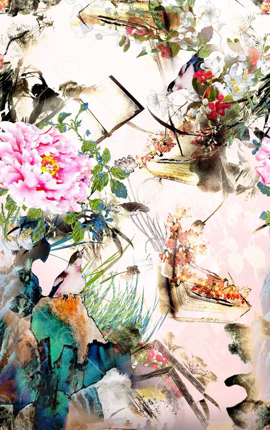 水墨印花华亿平台图片