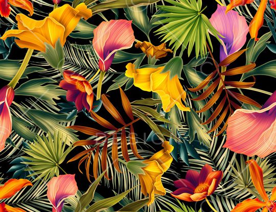 植物花纹印花华亿平台图片