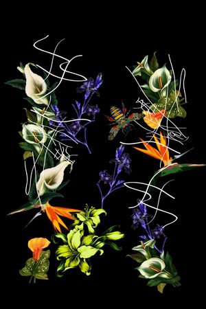 淡雅手绘花卉印花华亿平台图片