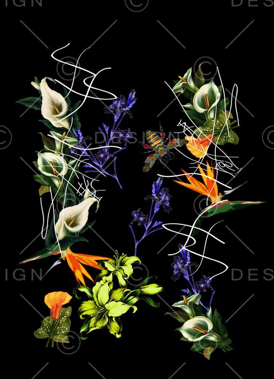 淡雅手绘花卉印花华亿平台图片