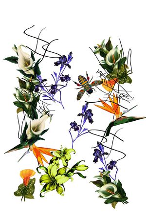 淡雅手绘花卉印花华亿平台图片