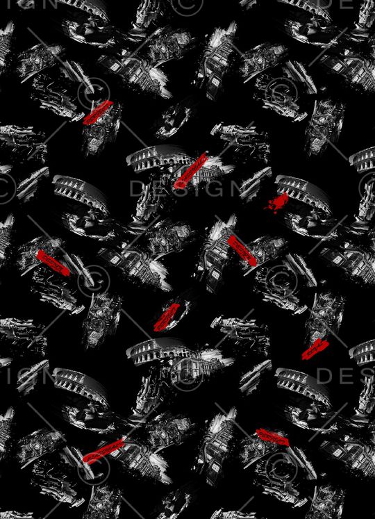 手绘城市建筑印花华亿平台图片