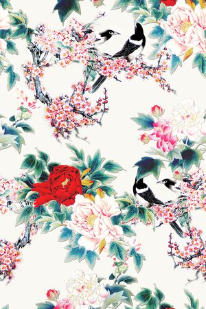 国画花卉、国画花鸟印花华亿平台图片