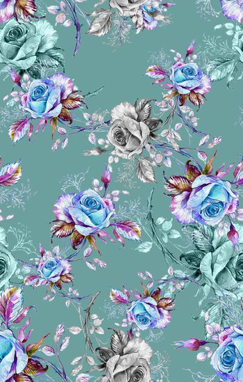 878014-时尚花卉炫丽玫瑰-粉绿色