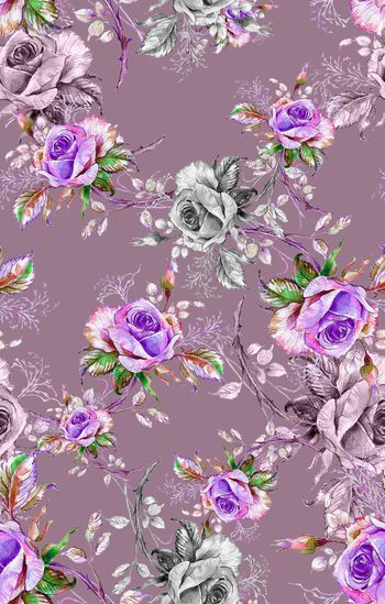 878015-时尚花卉炫丽玫瑰-粉紫色