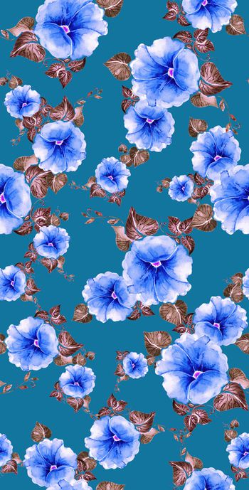 878018-时尚简约牵牛花-深杏 -深蓝