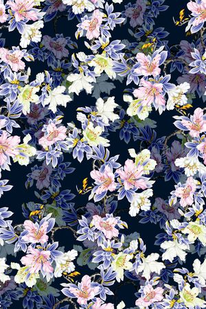 手绘水彩画花卉印花华亿平台图片