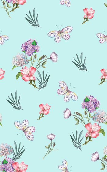 878104-20170623 细腻水彩植物 蝴