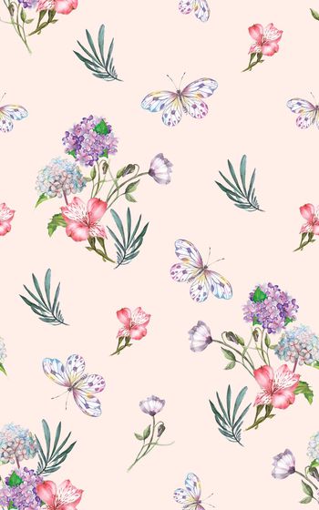 878105-20170623 细腻水彩植物 蝴