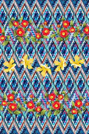 民族风花卉印花华亿平台图片