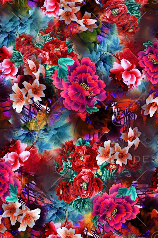 牡丹印花华亿平台图片