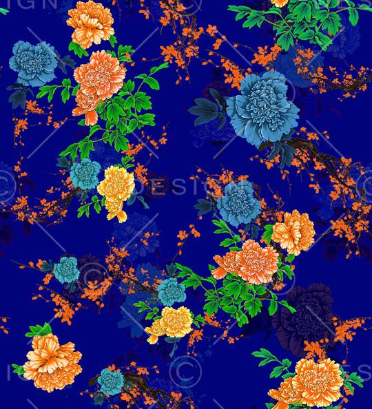 牡丹印花华亿平台图片