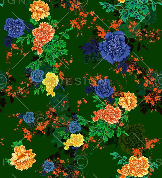 牡丹印花华亿平台图片