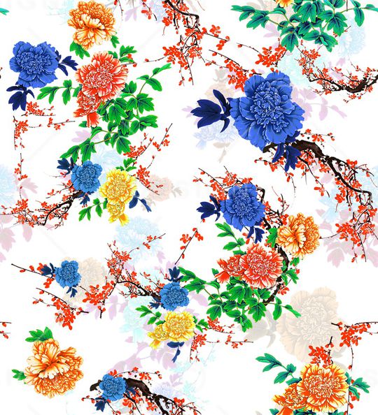 牡丹印花华亿平台图片