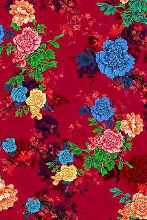 牡丹印花华亿平台图片