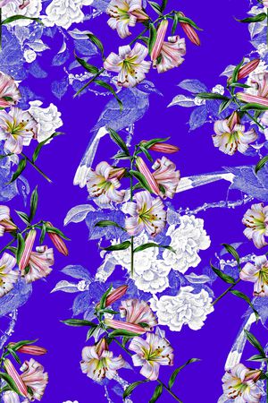 春夏清爽雪纺真丝棉丝巾布料泳装童趣印花印花华亿平台图片