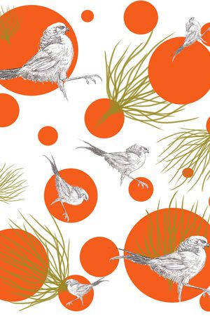 手绘鸟印花华亿平台图片