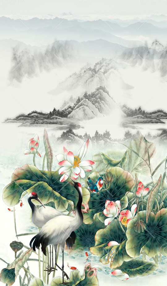 国画水墨印花华亿平台图片