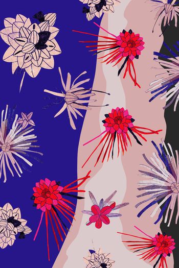 手绘花卉印花华亿平台图片