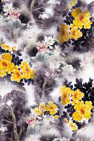 牡丹印花华亿平台图片