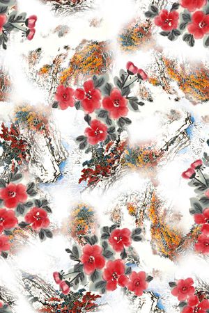 水墨印花华亿平台图片