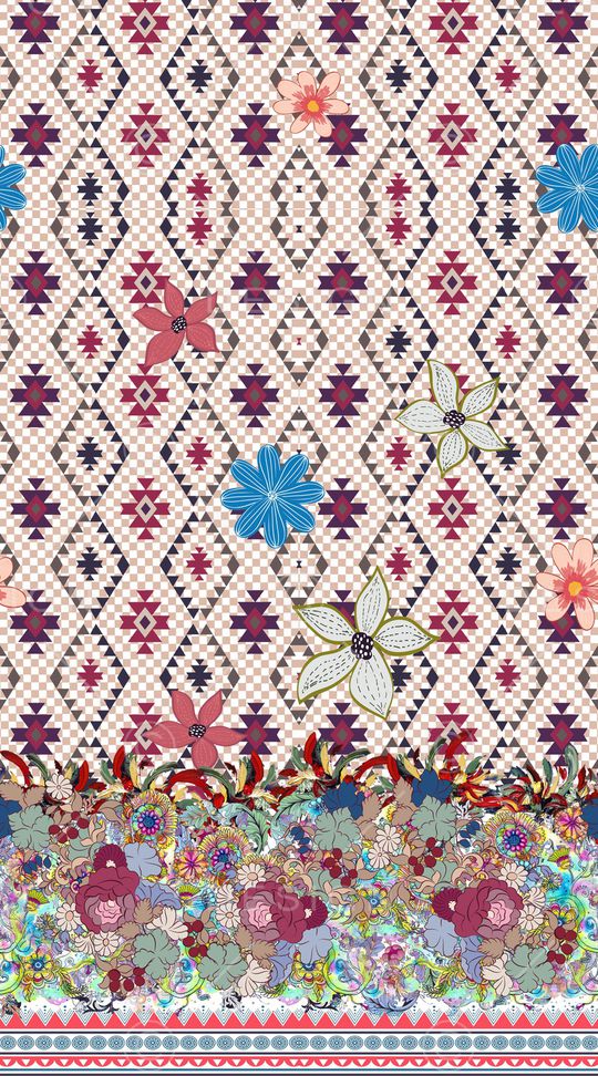 民族风花纹印花华亿平台图片